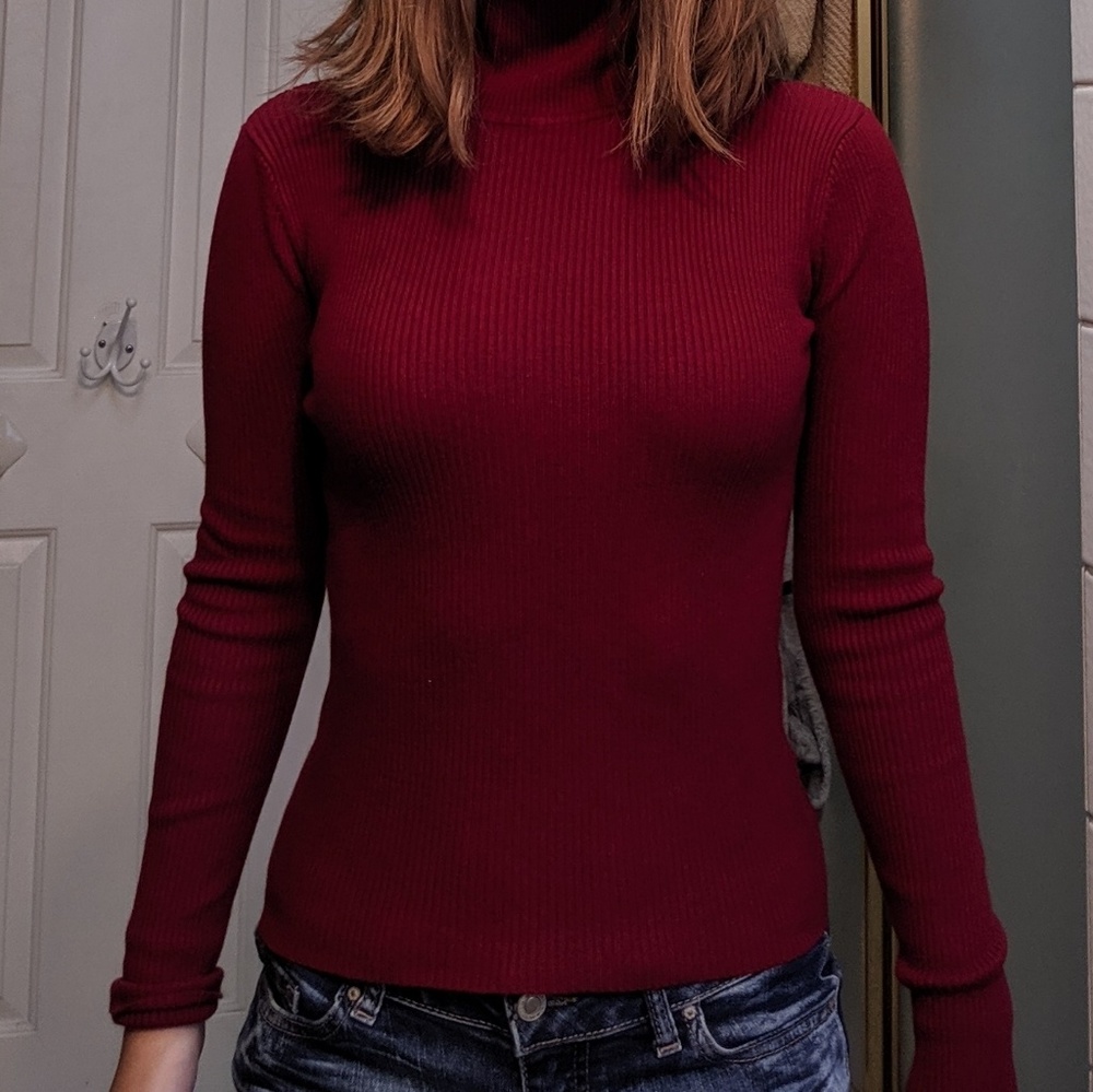 Active USA dark red turtle neck cropped sweater